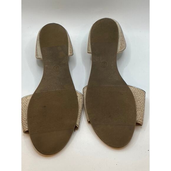 MERONA Women's Beige Studded Flat Open Almond-Toe Slide Sandals SZ 9 - Picture 5 of 9